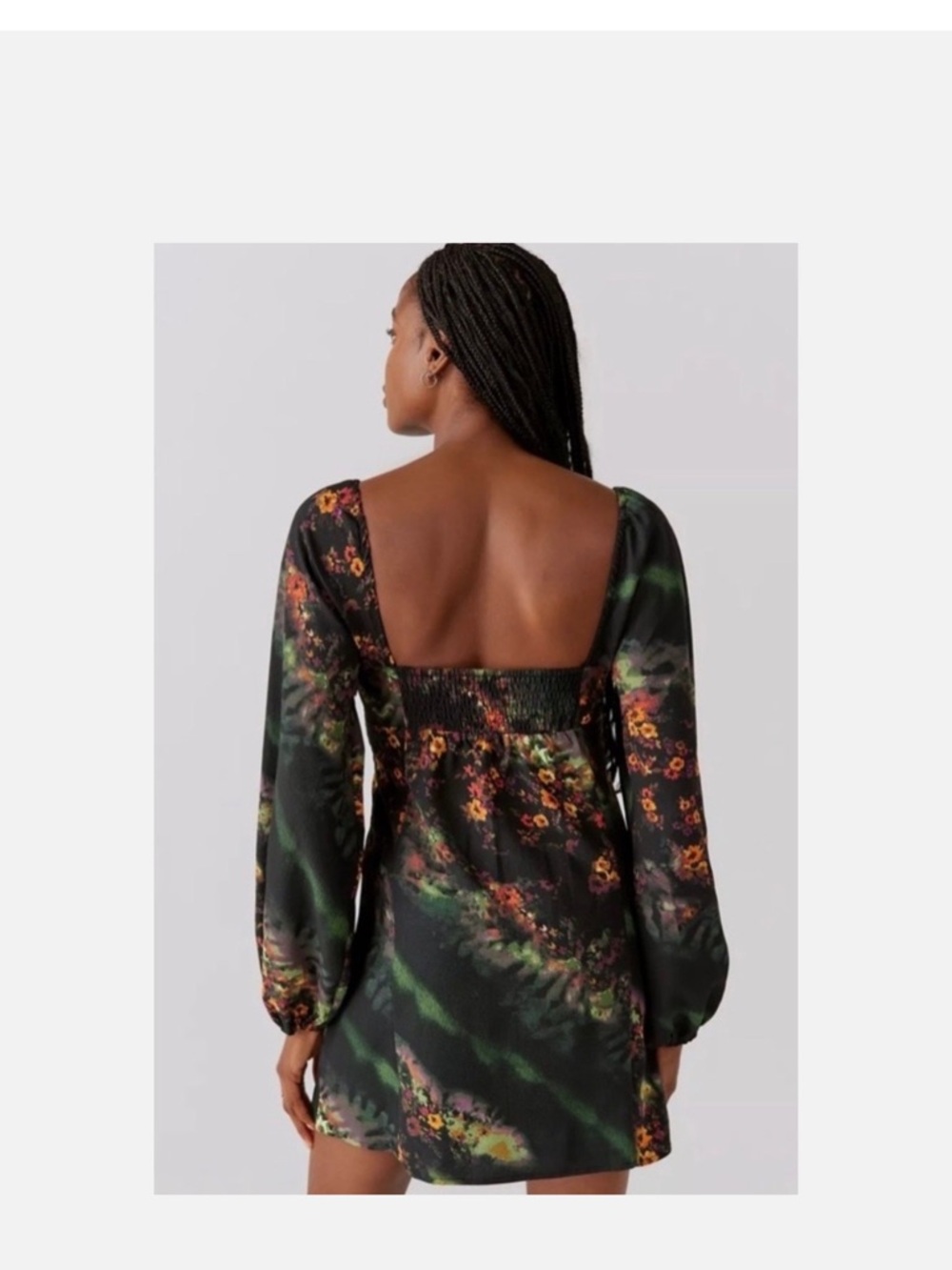 Urban Outfitters Black Floral Mini Dress with Orange Accents - Picture 3 of 7